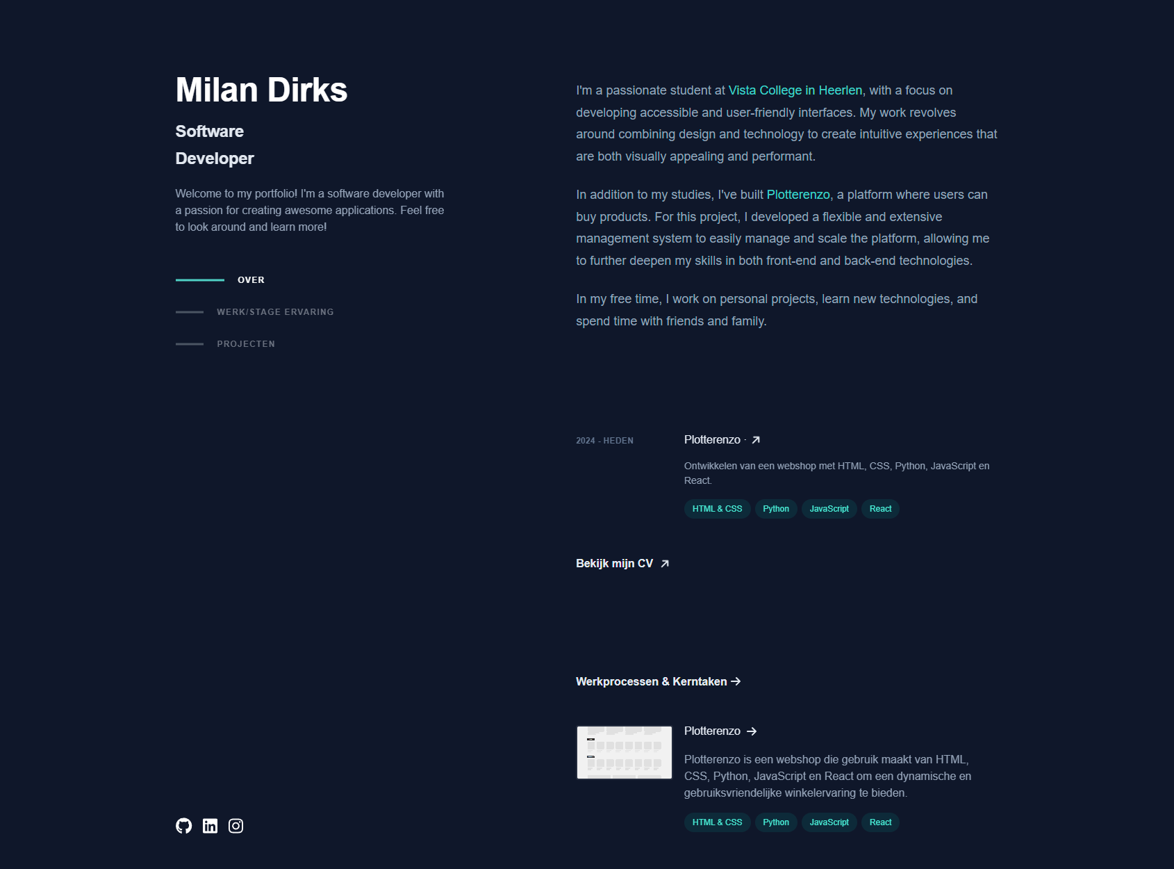Examenportfolio - Een responsive portfolio website met moderne UI.